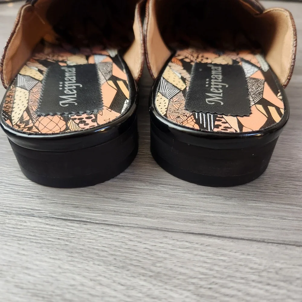 Meijiana Brown Woven Horsebit Mule Loafers Size‎ 8 Slip On Flats Comfort Elegant